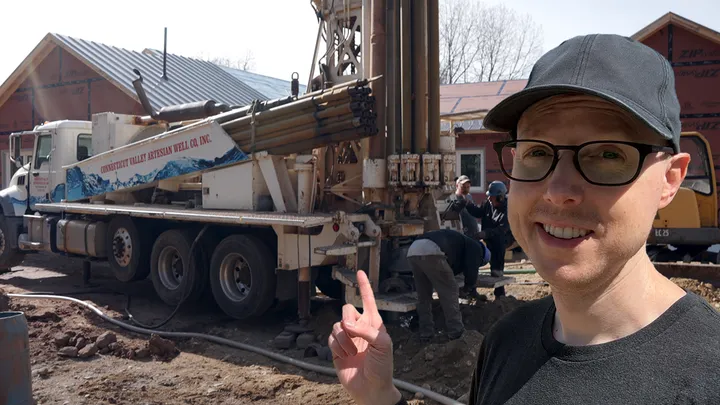 Matt Ferrell in front of a drill truck