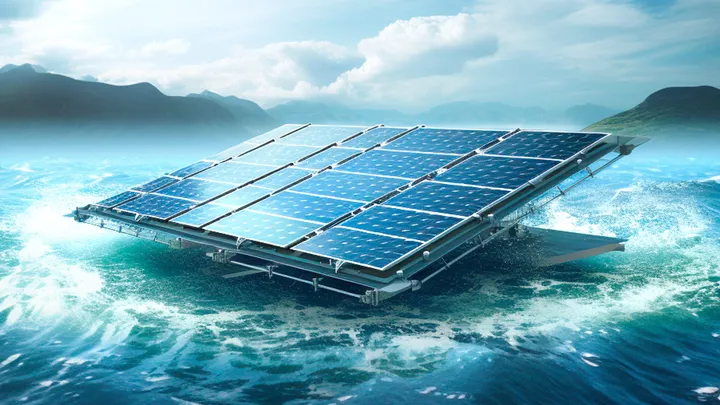 Theroetical picture of a Ocean based Photovoltaic Solar Setup