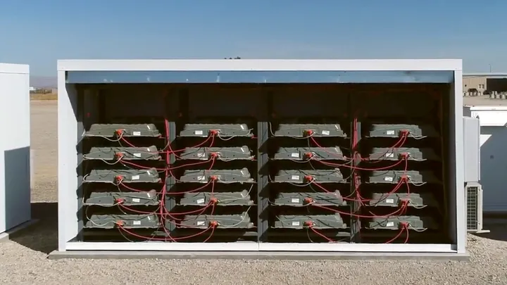 Rows of hooked up car batteries