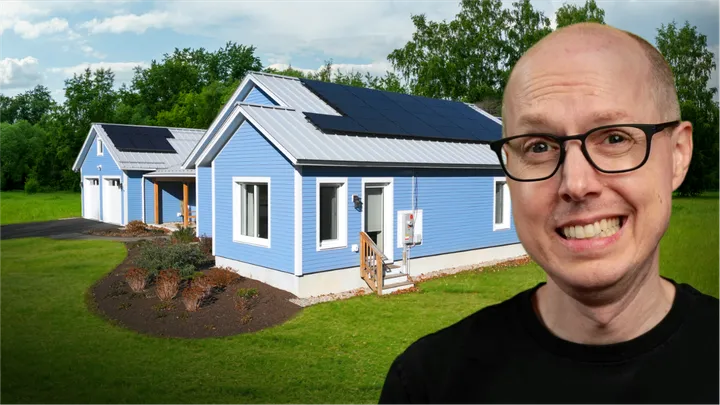 Matt Ferrell in front of his Net-zero home 1 year later